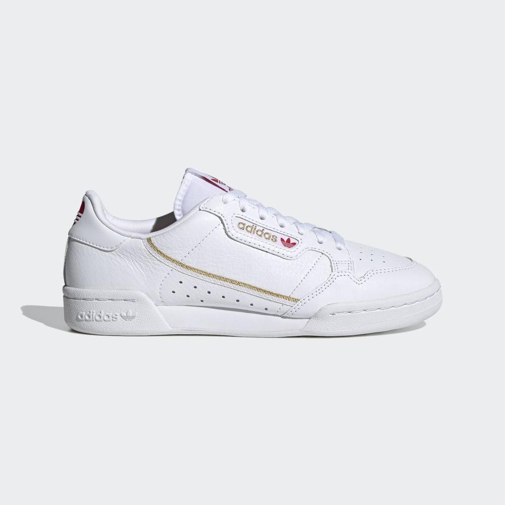 Adidas Men's Continental 80 Originals Shoes White/Deep Red/Gold Metal Ireland FW6391